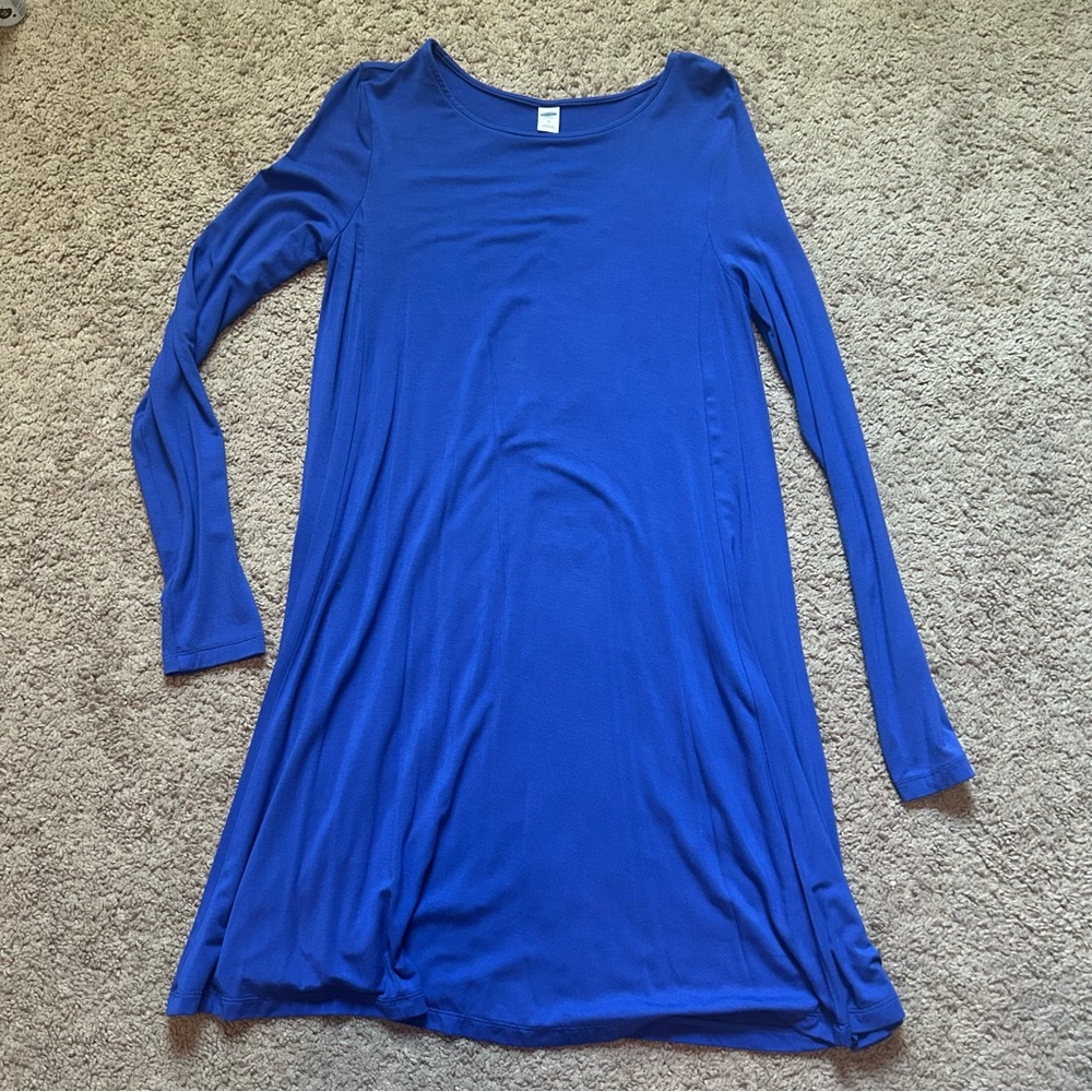 NWOT Old Navy Royal Blue Long Sleeve Jersey Knit Swing Dress Medium